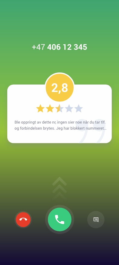 Pop up under innkommende anrop